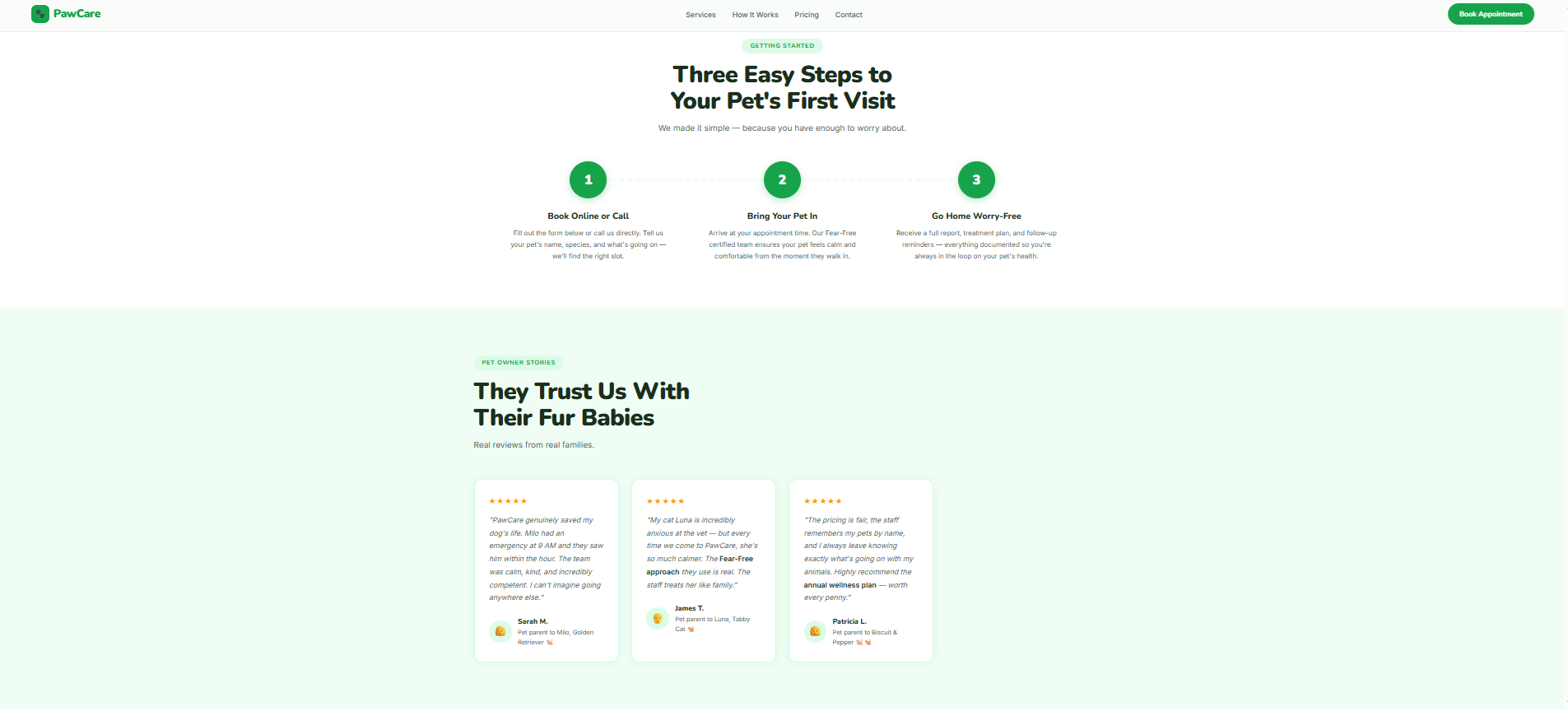 PawCare How It Works & Testimonials